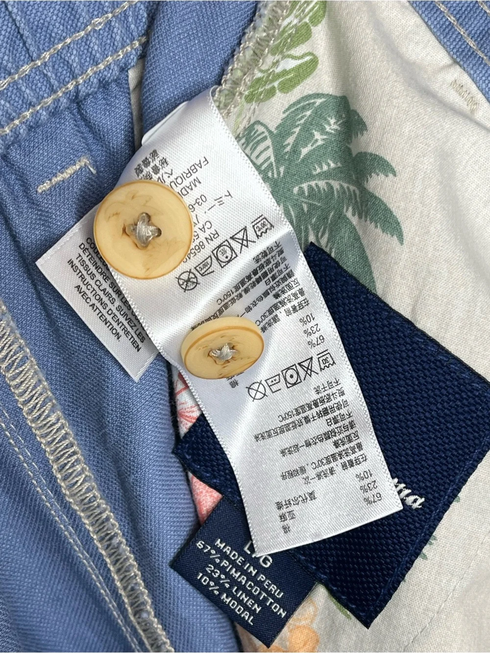 Tommy Bahama Blue Linen Cotton Blend Shorts Men’s Large Tropical Lined Casual